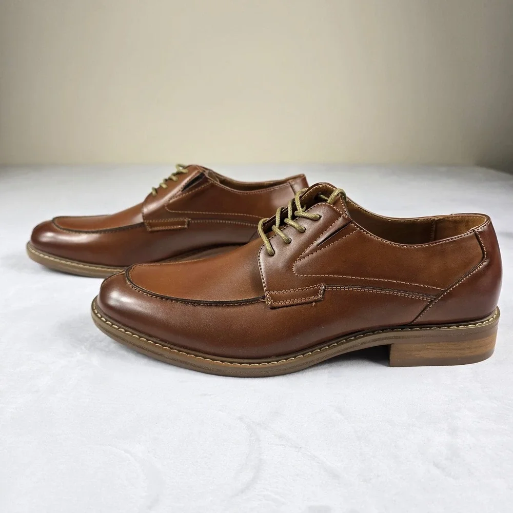 Unlisted Kenneth Cole‎ Kinley Lace Up Brown Mens Dress Shoes Size 9.5 Apron Toe